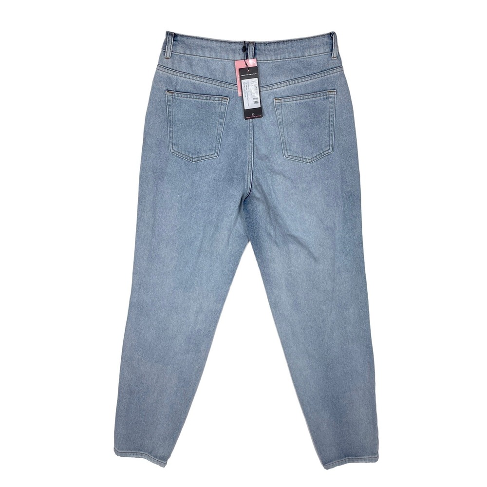 Pretty Little Thing Mom Jeans Women's Size 6 High Waist Ripped Light Wash NEW - Picture 2 of 12